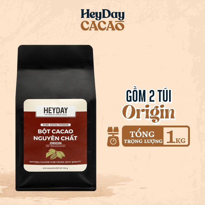 ココアパウダー 100%天然 UTZ 国際規格 Premium Origin Series 1kg(2袋×500g) HeyDay CACAO